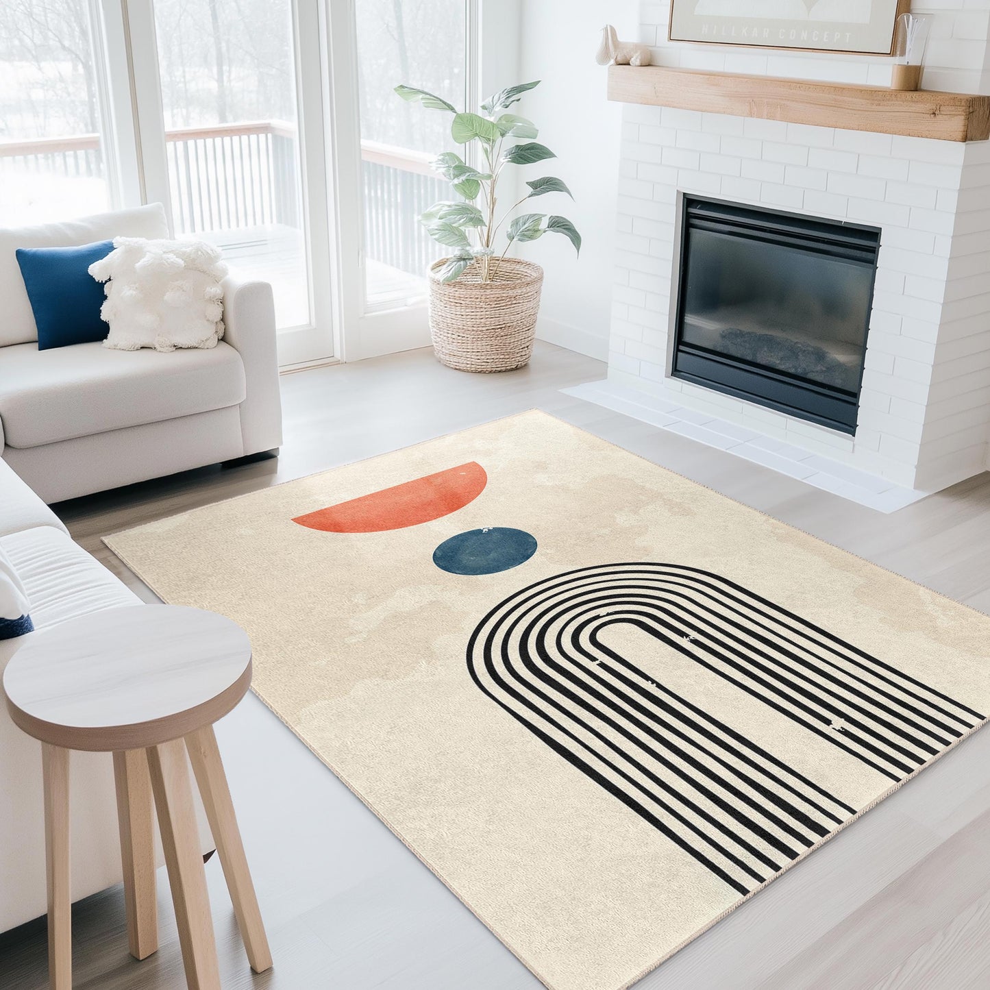 Geometrisch-abstrakter rechteckiger Teppich, modernes Design, stilvolle Wohndekoration, Wohnzimmerteppich, einzigartiger Kunstteppich