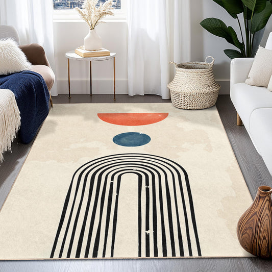 Geometric Abstract Rectangular Area Rug, Modern Design Floor Mat, Stylish Home Decor, Living Room Rug, Unique Art Carpet