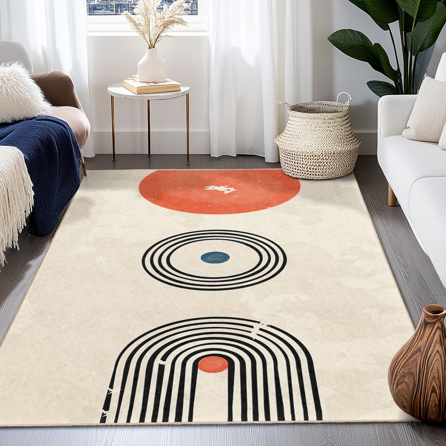 Moderner rechteckiger Teppich mit geometrischem Muster, abstraktes Design, Wohnzimmerteppich, Schlafzimmerteppich, stilvolle Wohnaccessoires