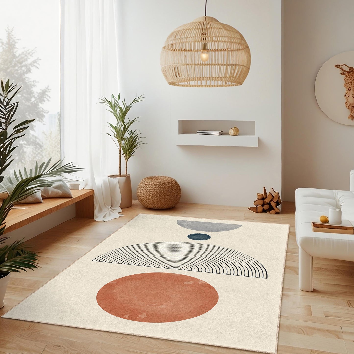 Moderner geometrischer Rechteckteppich, abstrakter Musterteppich, stilvoller Wohnzimmerteppich, einzigartige Wohndekoration, weiche Bodenmatte für jeden Raum