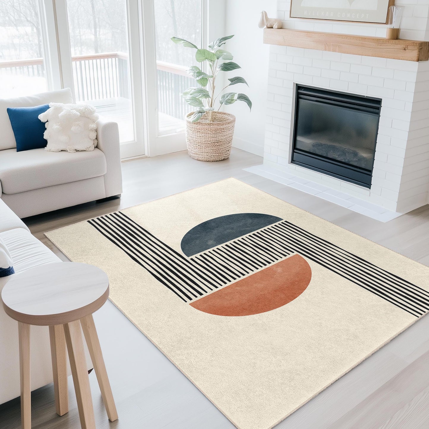 Rechteckiger Teppich mit geometrischem Muster, moderner abstrakter Bodenteppich, einzigartige Wohndekoration, stilvoller Indoor-Teppich, Wohnzimmerteppich