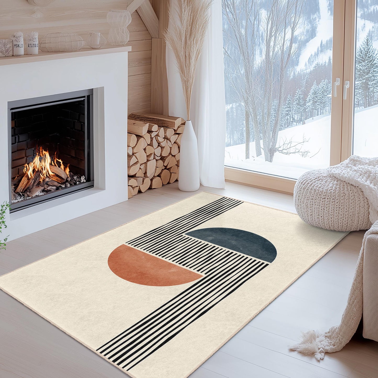 Rechteckiger Teppich mit geometrischem Muster, moderner abstrakter Bodenteppich, einzigartige Wohndekoration, stilvoller Indoor-Teppich, Wohnzimmerteppich