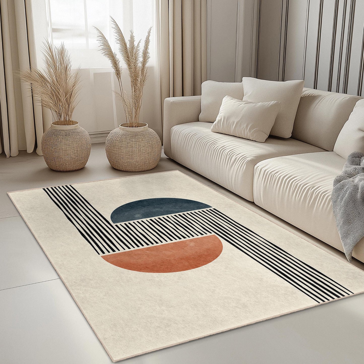Rechteckiger Teppich mit geometrischem Muster, moderner abstrakter Bodenteppich, einzigartige Wohndekoration, stilvoller Indoor-Teppich, Wohnzimmerteppich