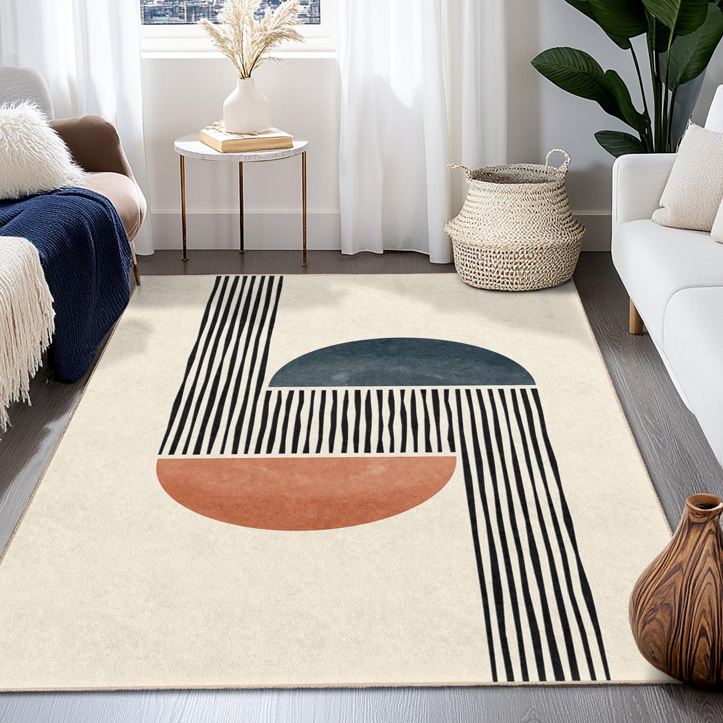 Geometric Pattern Rectangular Area Rug, Modern Abstract Floor Mat, Unique Home Decor, Stylish Indoor Carpet, Living Room Rug