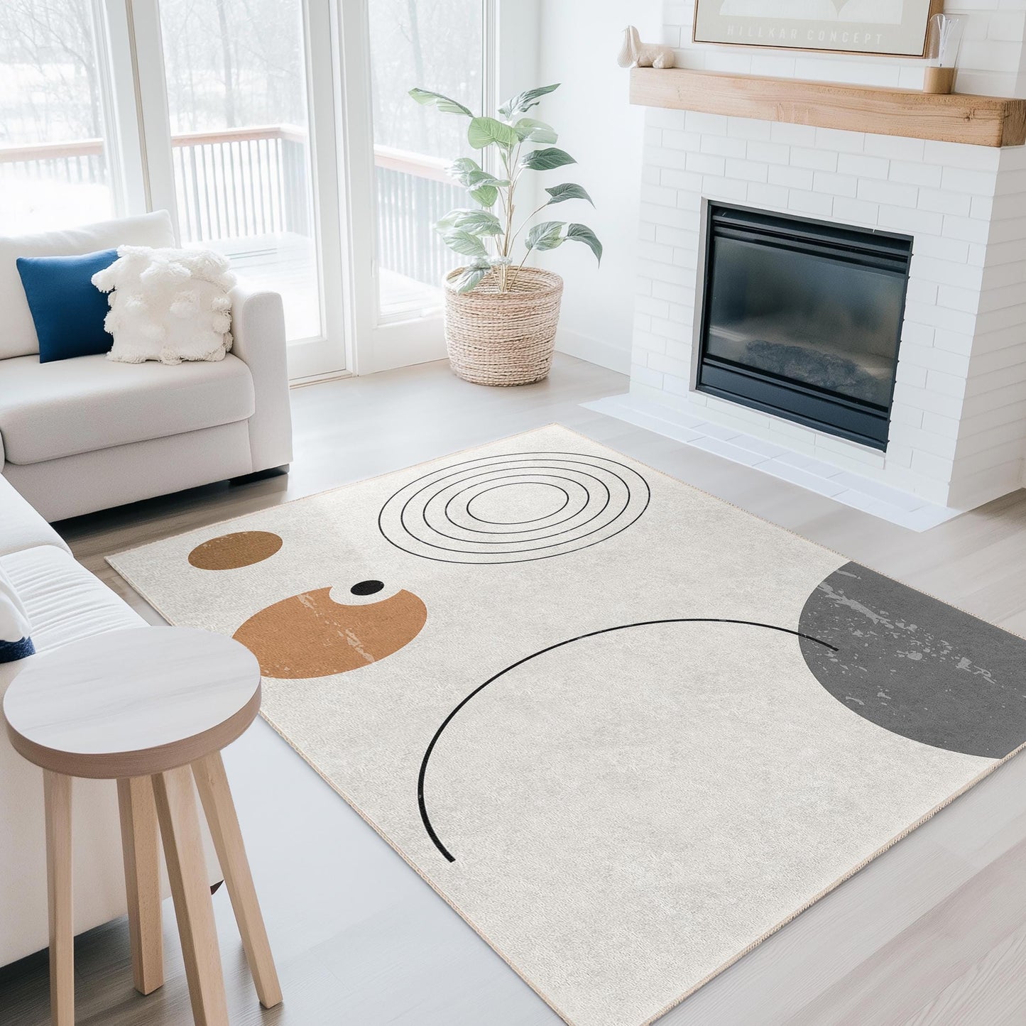Moderner, abstrakter, geometrischer Rechteckteppich, minimalistisches Design, stilvolle Wohndekoration, Wohnzimmerteppich, Schlafzimmerteppich