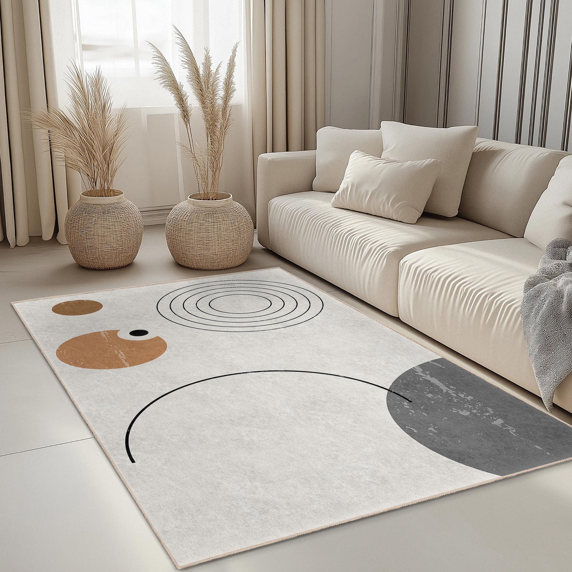 Modern Abstract Geometric Rectangular Rug, Minimalist Design Area Rug, Stylish Home Decor, Living Room Carpet, Bedroom Accent Rug