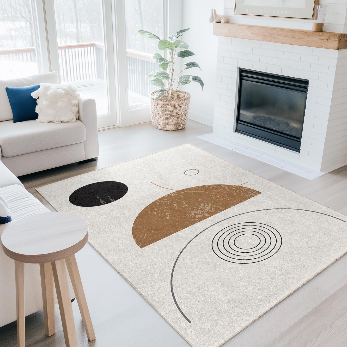 Rechteckiger Teppich mit abstraktem geometrischem Muster, moderner Wohnzimmerteppich, einzigartiger Dekoteppich, zeitgenössische Wohndekoration