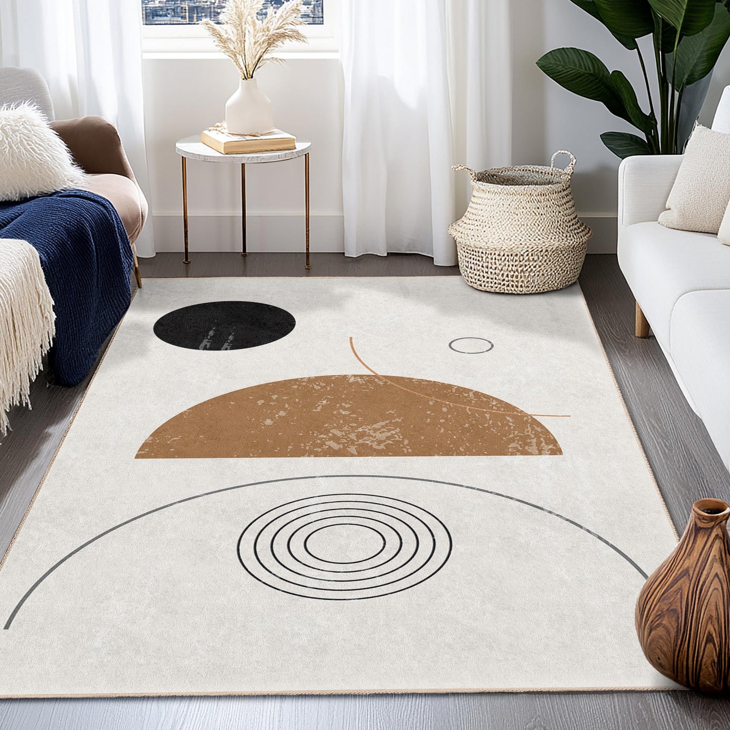Rechteckiger Teppich mit abstraktem geometrischem Muster, moderner Wohnzimmerteppich, einzigartiger Dekoteppich, zeitgenössische Wohndekoration