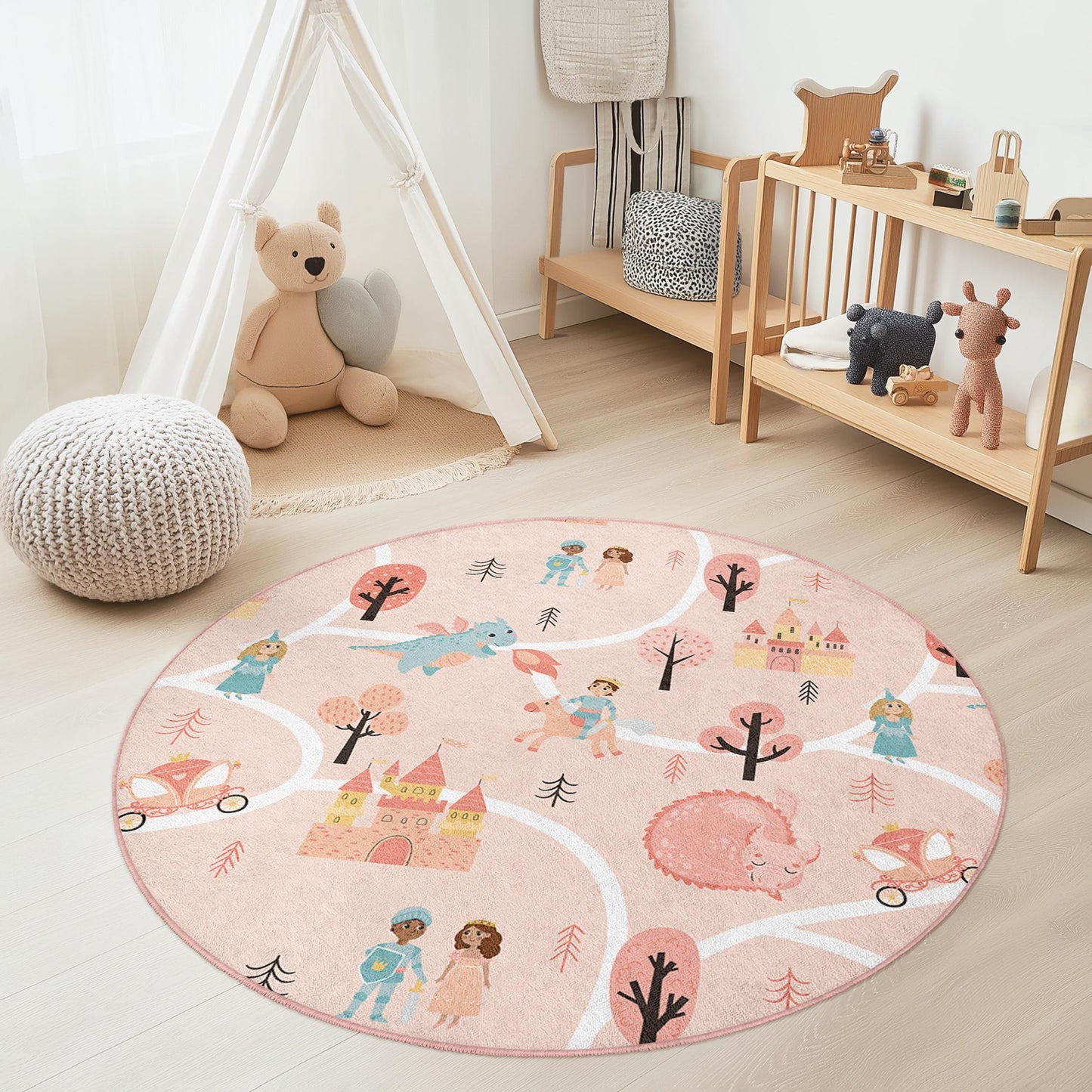 Märchenhafter Abenteuer-Spielteppich für Kinder, Prinzessinnenschloss-Spielteppich für Kinder, Magische Kinderzimmerdekoration, Fantasievolle Spielmatte für Kinder