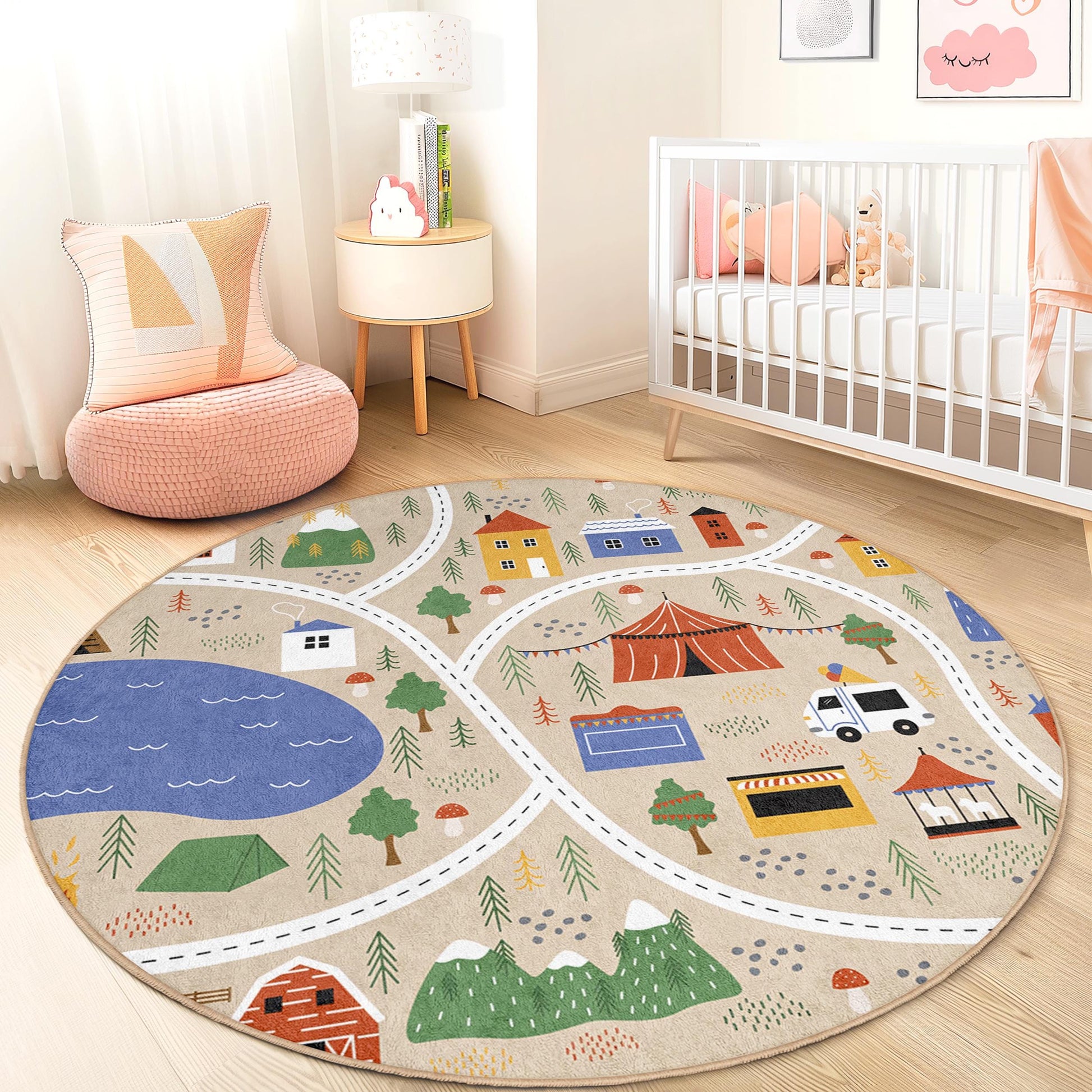 Camping Adventure Play Rug: Soft Kids Playroom Carpet