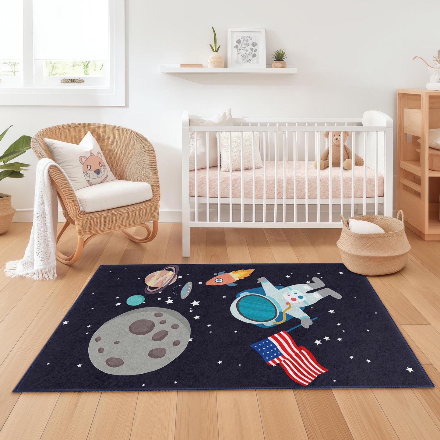 Weltraum-Teppich für Kinder, rechteckiger Teppich mit Weltraummotiv, Kinderzimmerteppich, Spielzimmerdekoration, Galaxie-Teppich für Kinder