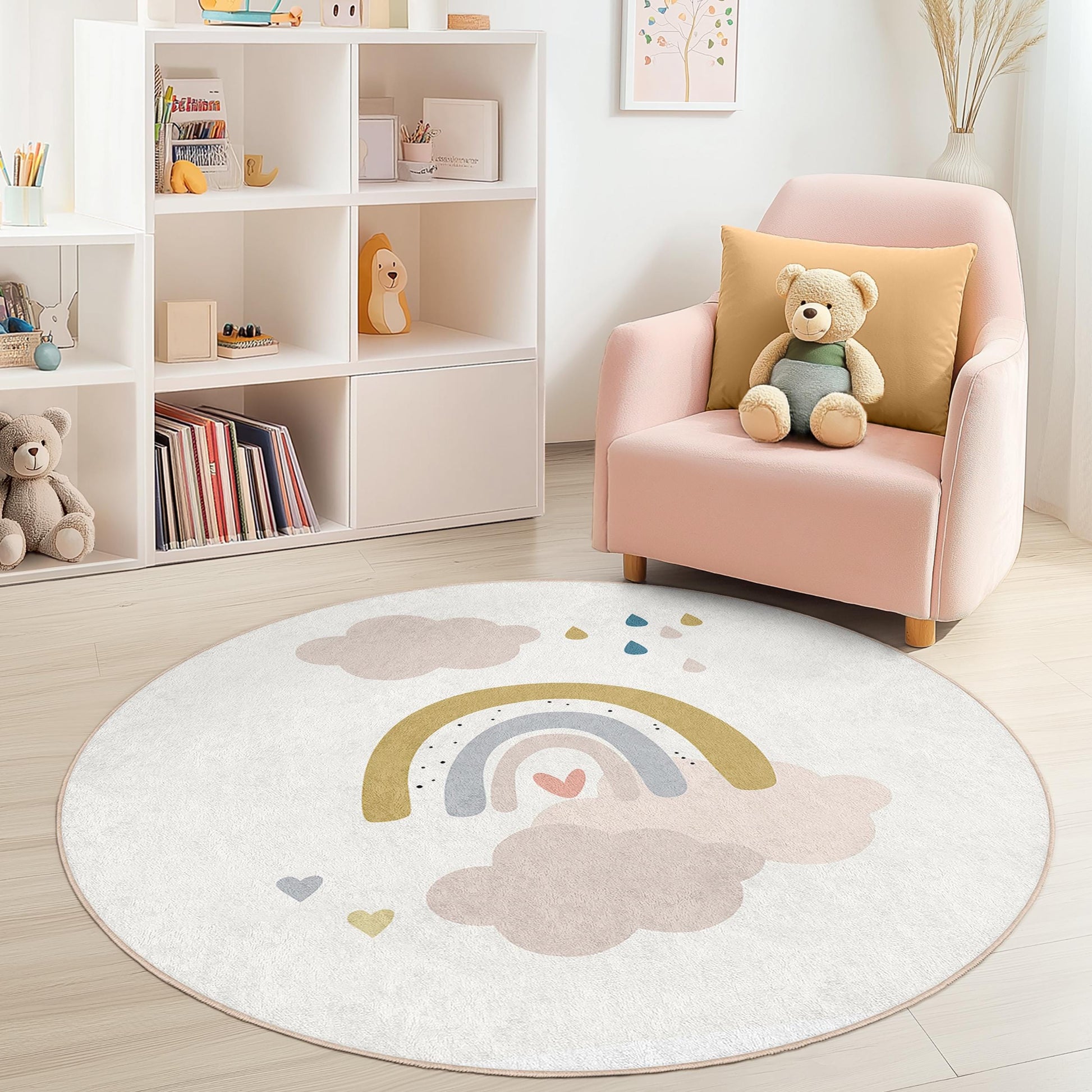 Rainbow Kids Play Rug: Soft Nursery Decor, Personalized