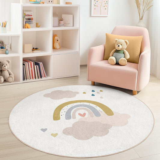 Rainbow Kids Play Rug: Soft Nursery Decor, Personalized
