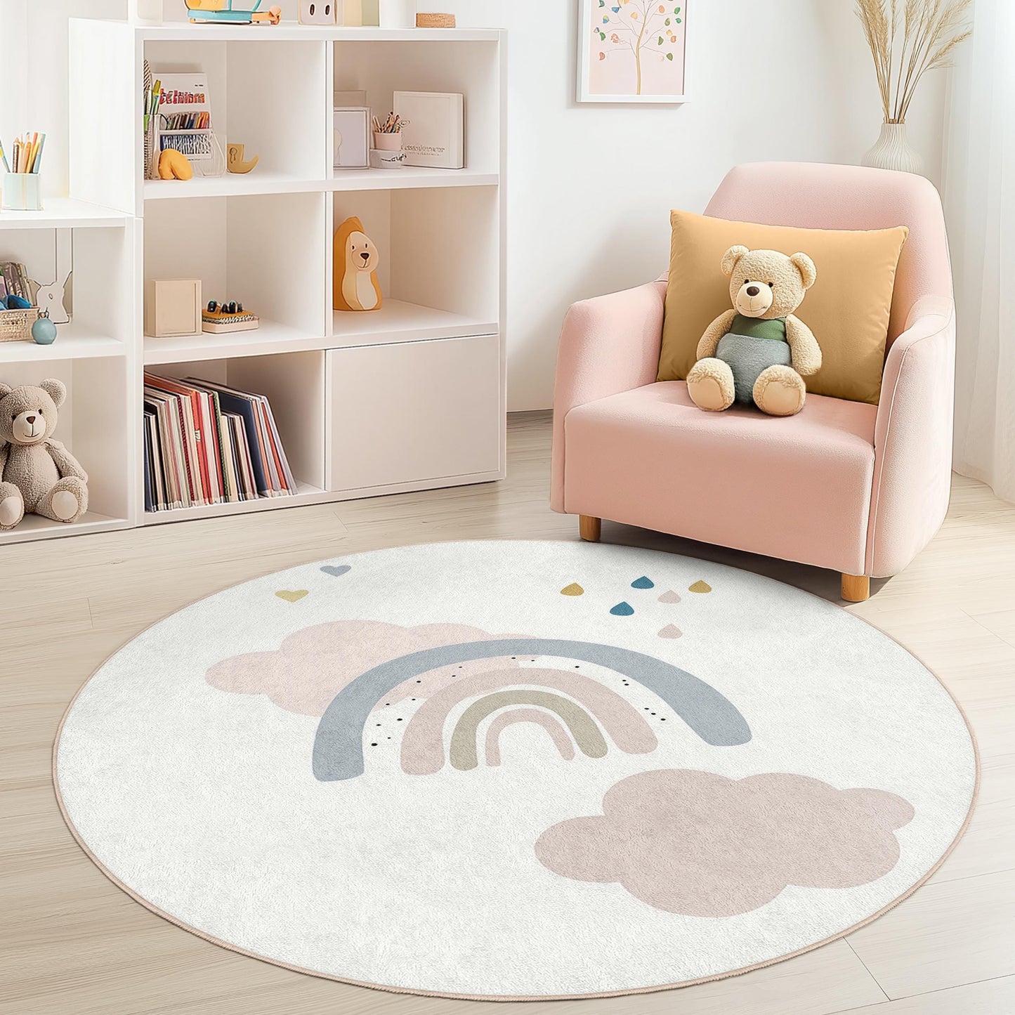 Regenbogenwolken-Kinderteppich: Weiche Spielmatte, Kinderzimmerdekoration