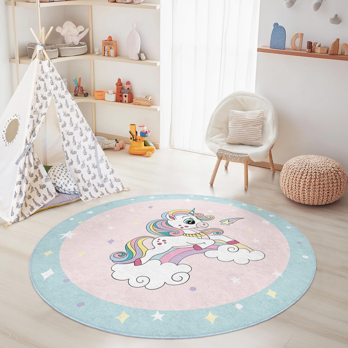 Magischer Einhorn-Kinderteppich: Weiche Spielmatte, Kinderzimmerdekoration