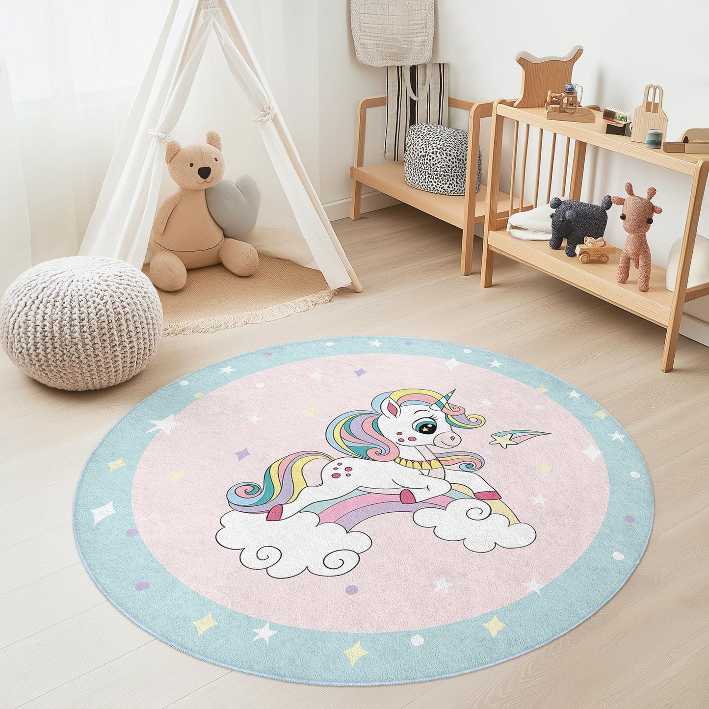 Magischer Einhorn-Kinderteppich: Weiche Spielmatte, Kinderzimmerdekoration