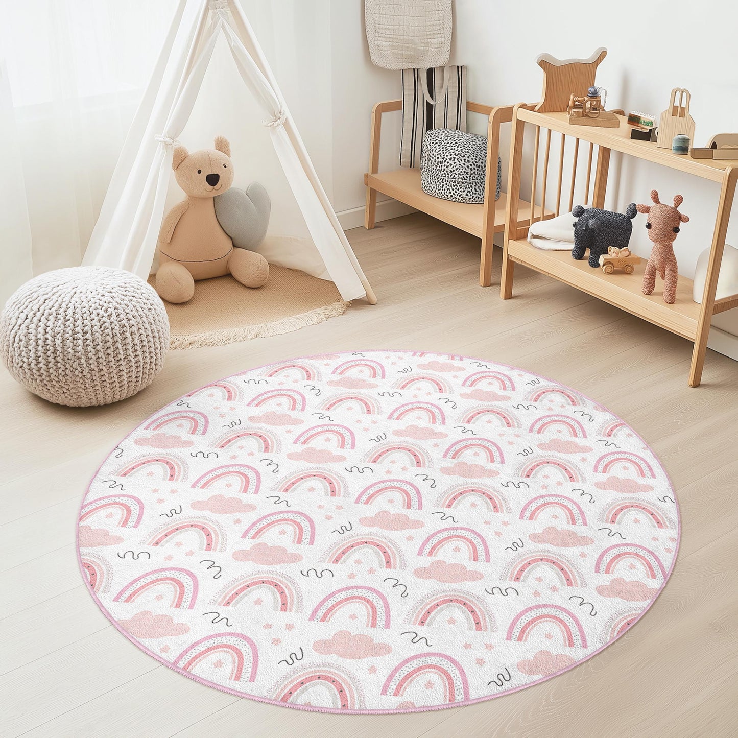 Regenbogenwolken-Kinderteppich: Weiche Spielmatte fürs Kinderzimmer