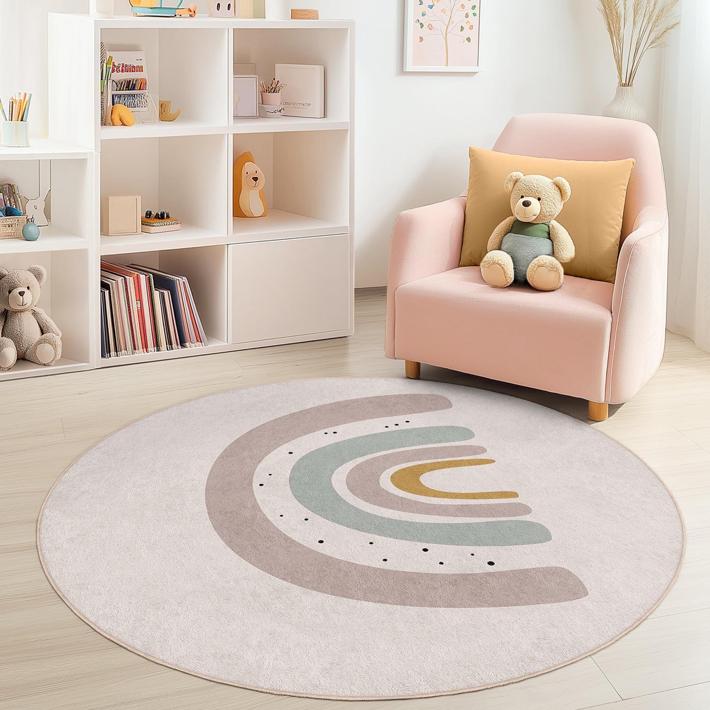 Regenbogenbogen-Kinderteppich: Weicher Spielzimmerteppich