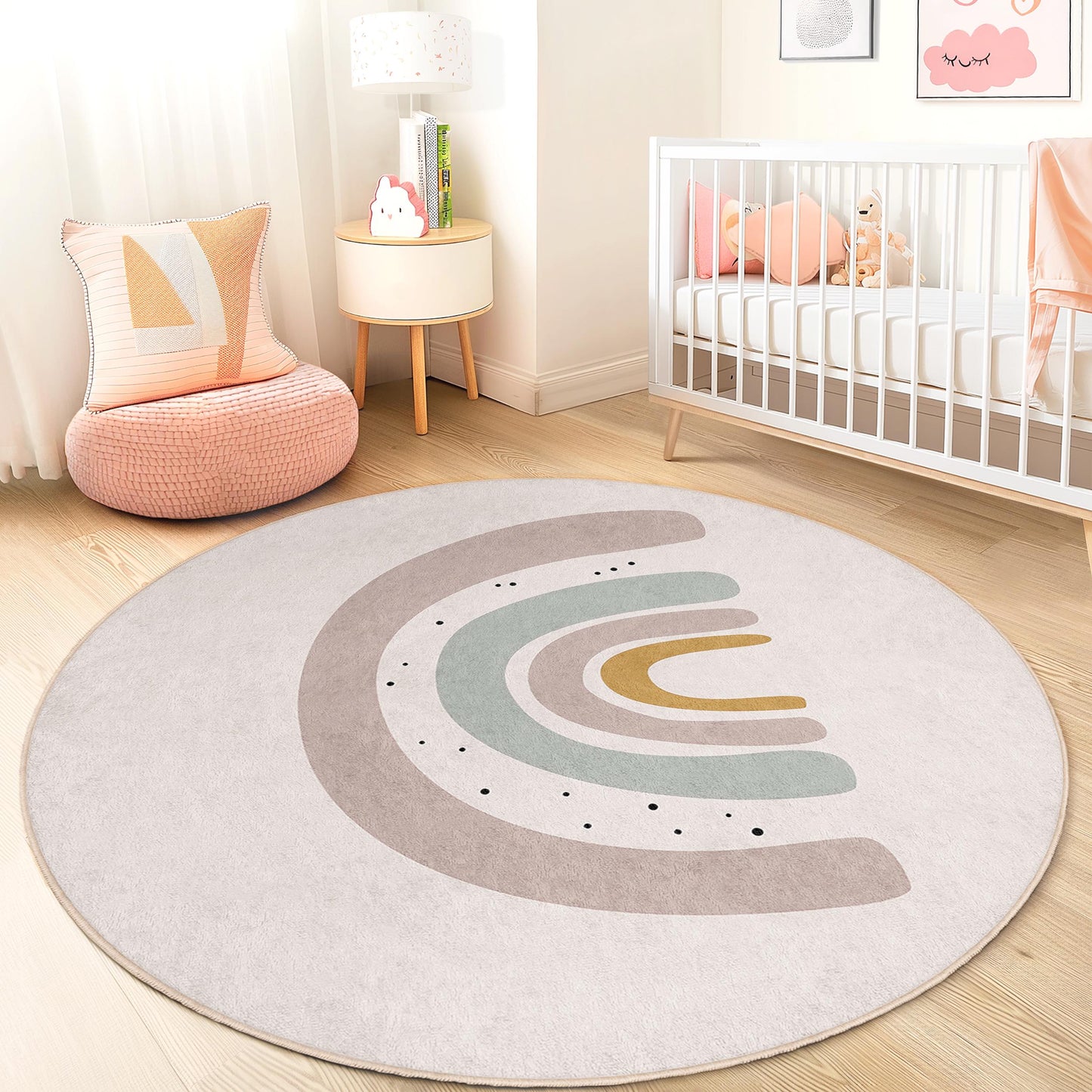 Regenbogenbogen-Kinderteppich: Weicher Spielzimmerteppich