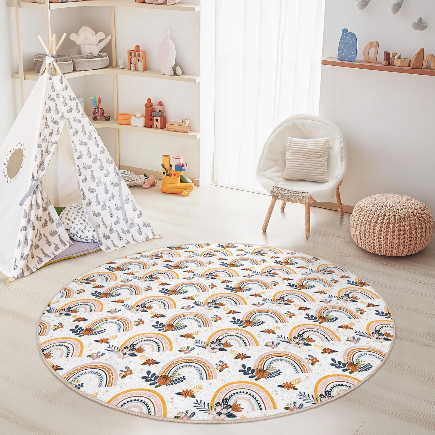 Regenbogen-Kinderteppich: Weicher Spielzimmerteppich, Kinderzimmerdekoration