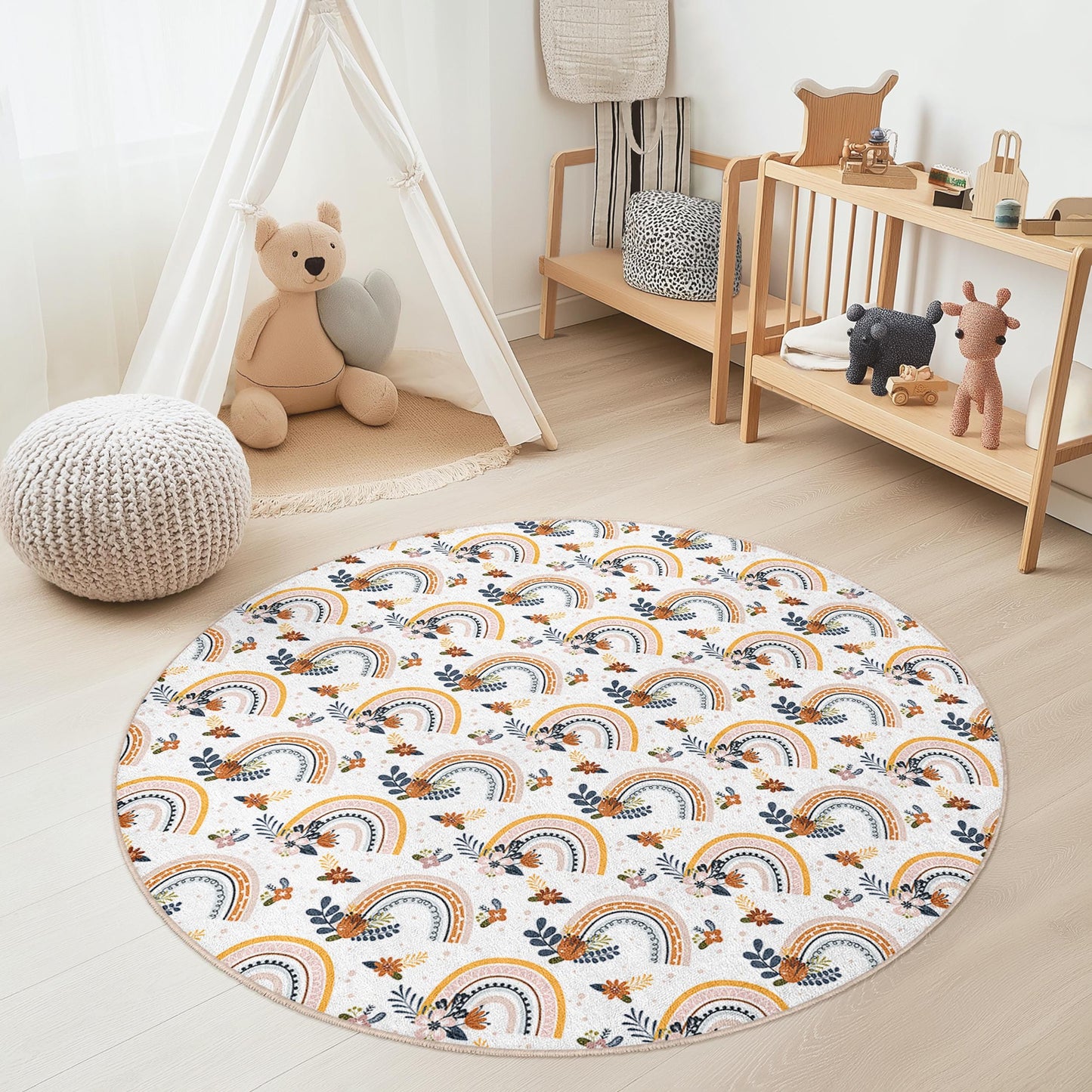 Regenbogen-Kinderteppich: Weicher Spielzimmerteppich, Kinderzimmerdekoration