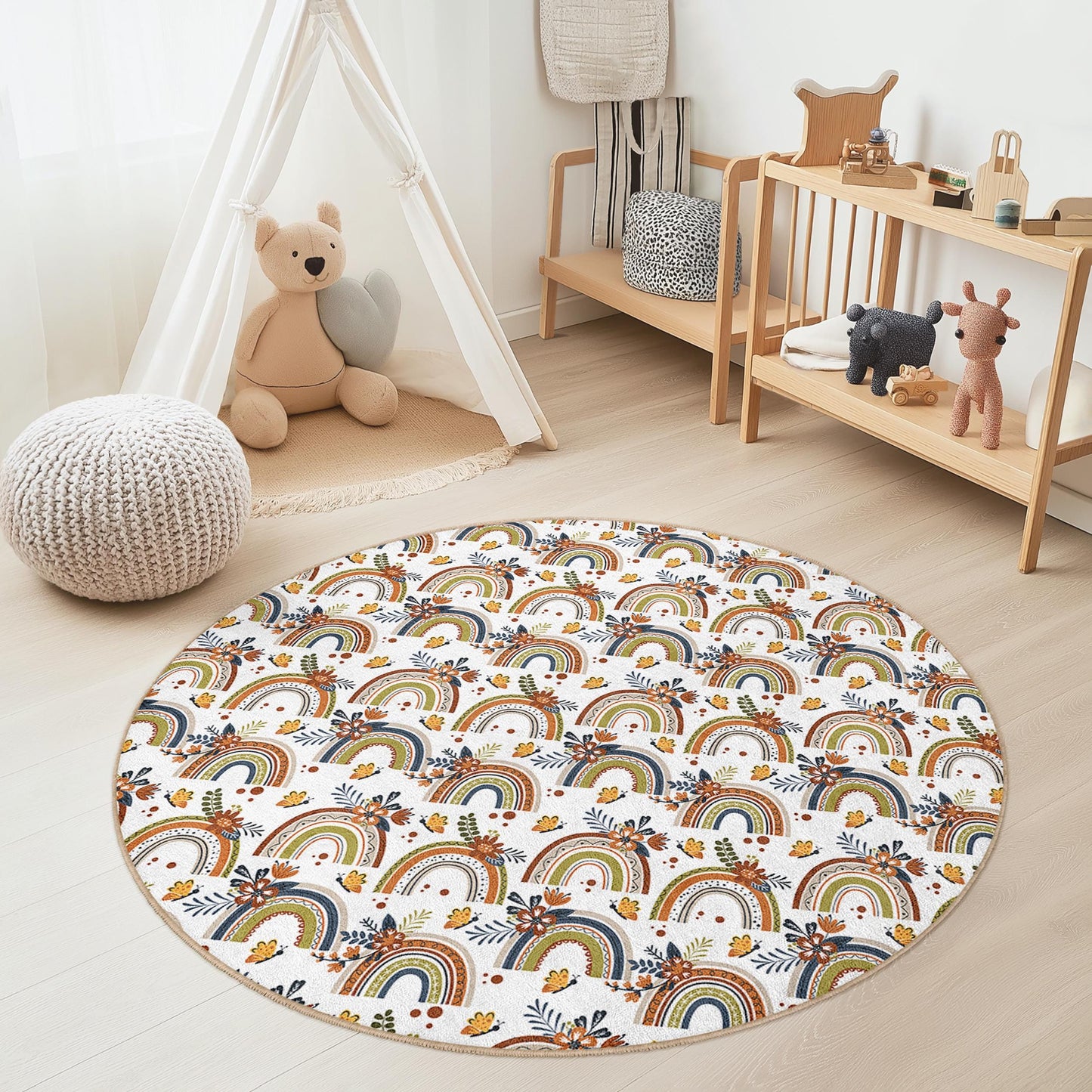 Regenbogen-Kinderteppich: Weiche Spielmatte für Kinderzimmer oder Spielzimmer