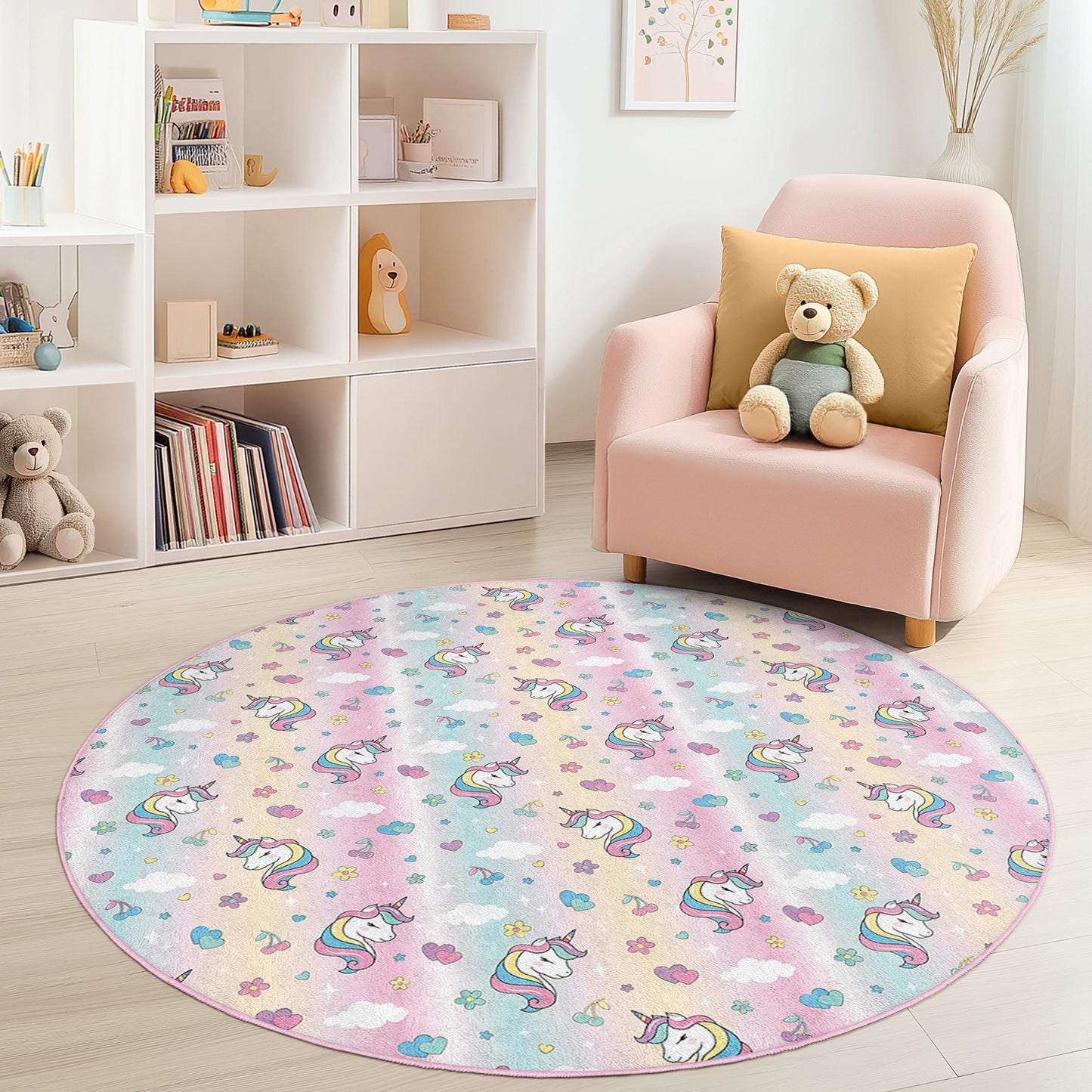 Einhorn-Spielteppich für Kinder: Weiche Spielmatte fürs Kinderzimmer, Pastellfarben
