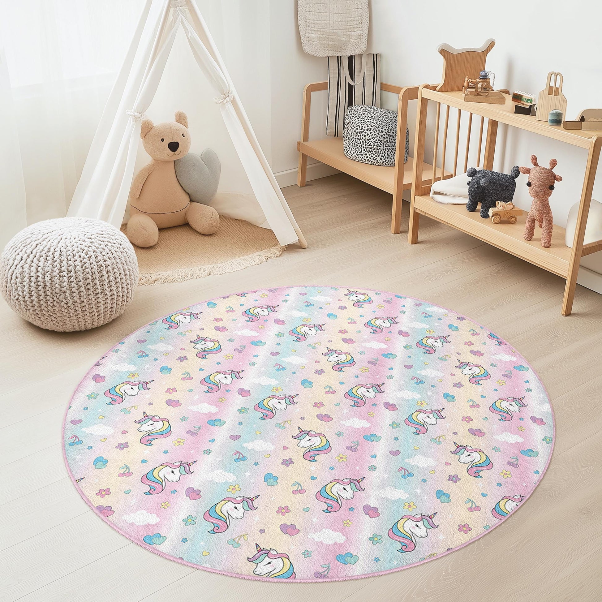 Unicorn Kids Play Rug: Soft Nursery Mat, Pastel Decor