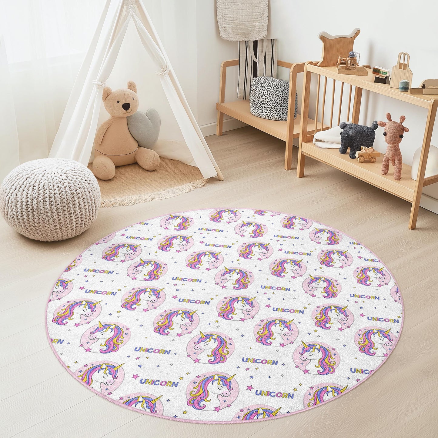 Magischer Einhorn-Kinderteppich: Weicher Spielzimmerteppich