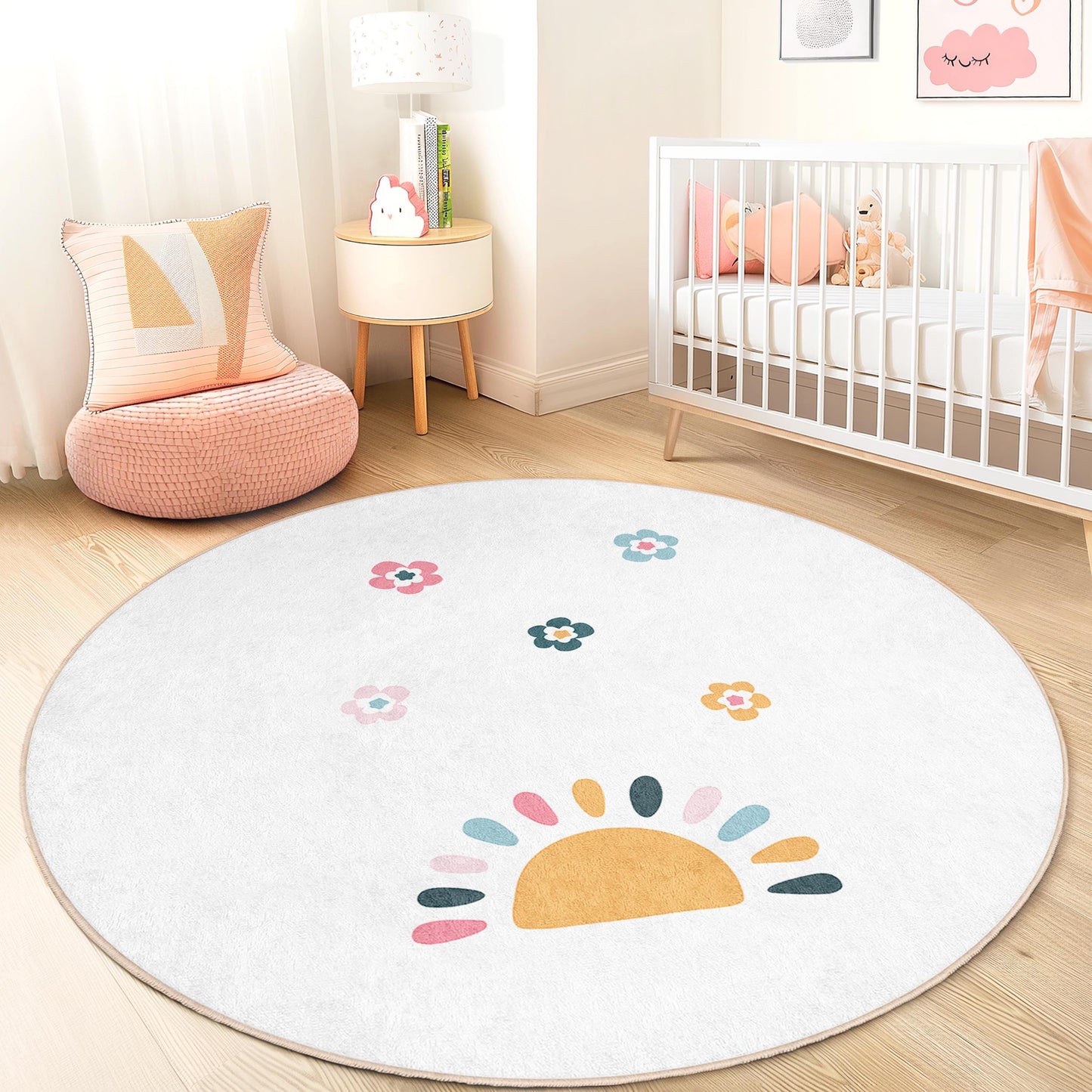 Sonniger Blumenteppich für Kinder: Weiche Spielmatte, Kinderzimmerdekoration