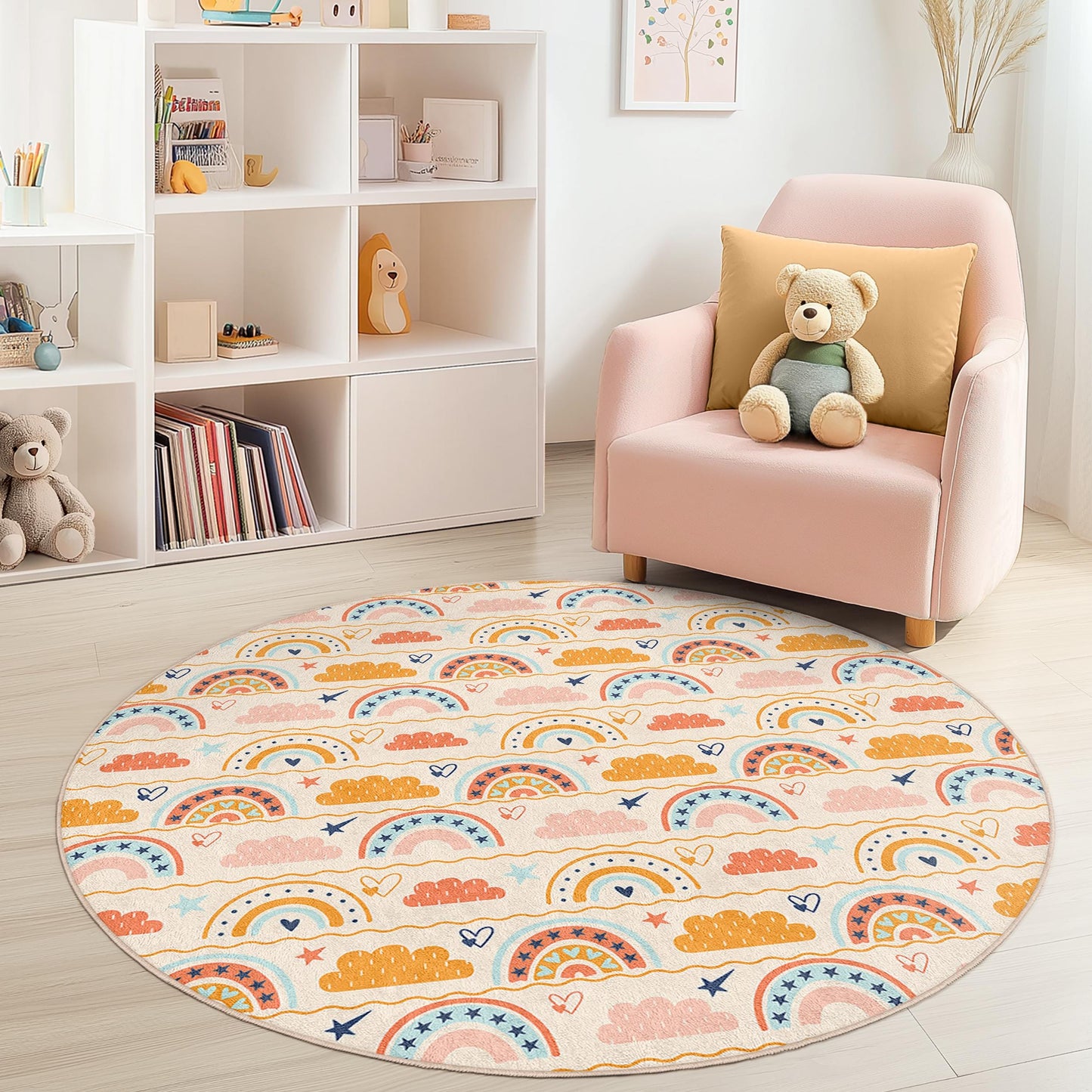 Regenbogenwolken-Kinderteppich: Weicher Spielzimmerteppich, Kinderzimmerdekoration