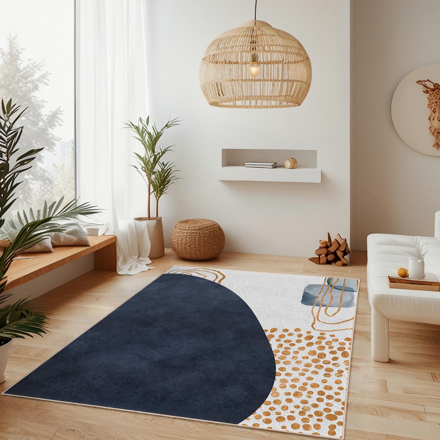 Elegante geometrische Fußmatte | Rechteckiger Teppich mit abstraktem geometrischem Design | Moderner Wohnzimmerteppich | Stilvolle Wohnaccessoires