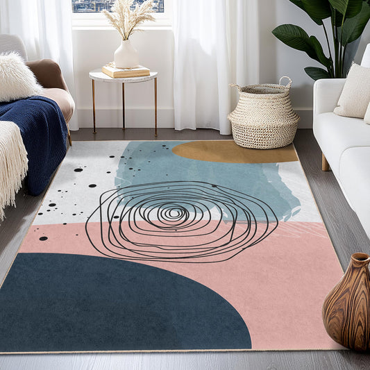 Unique Geometric Design |Modern Abstract Rectangular Area Rug | Stylish Living Room Carpet | Soft Cotton Non-Slip Mat