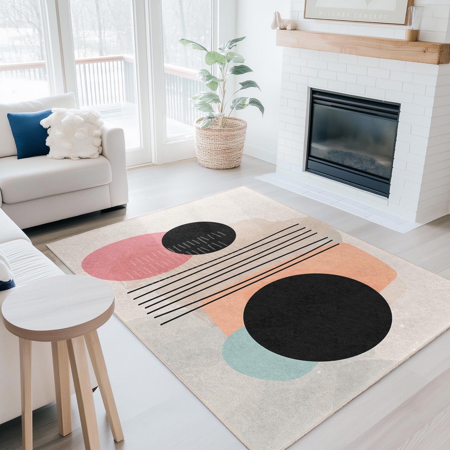 Stilvolle Wohnaccessoires | Rechteckiger Teppich mit abstraktem geometrischem Muster | Moderner Wohnzimmerteppich | Trendige Fußmatte