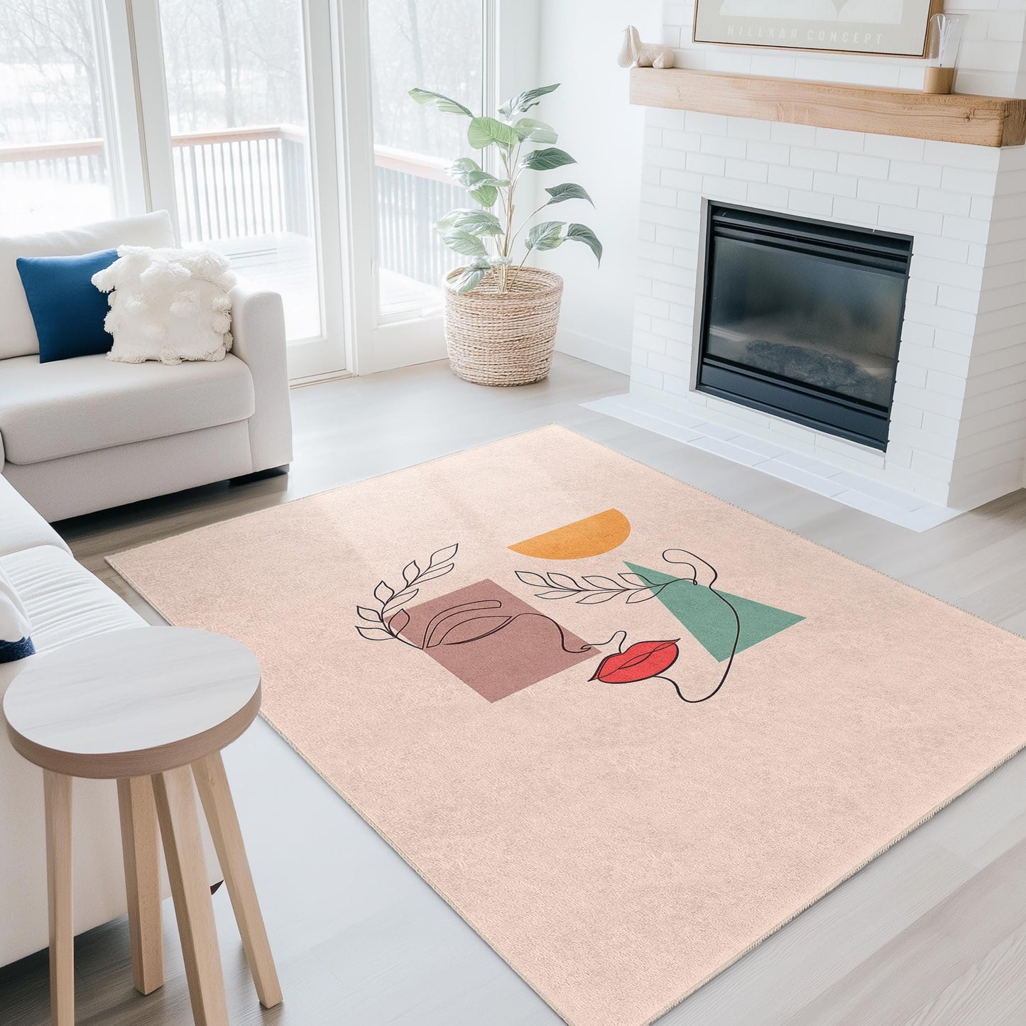 Rechteckiger Teppich mit geometrischem Muster | Moderner Wohnzimmerteppich | Stilvolle Wohnaccessoires | Teppich mit einzigartigem geometrischem Design