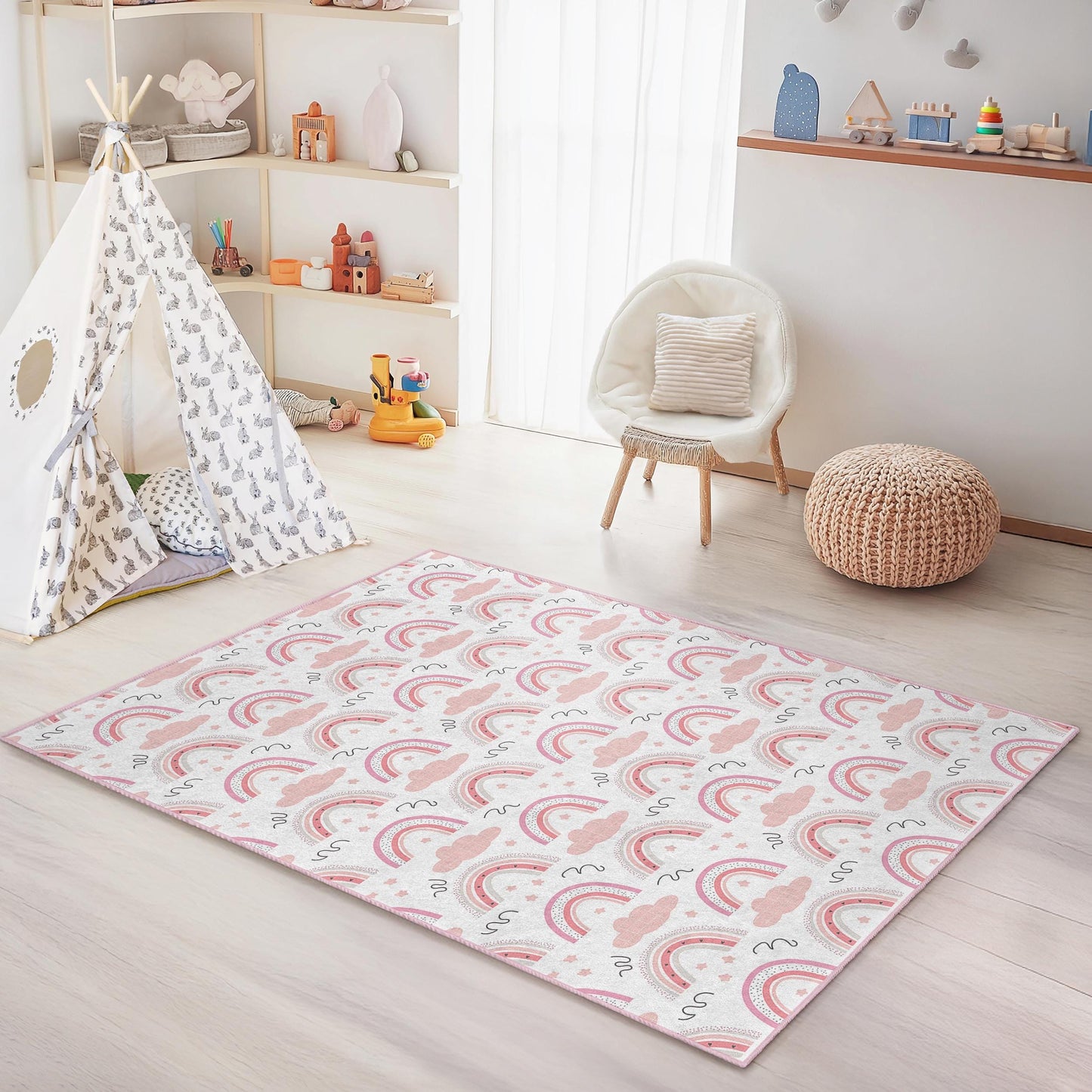 Rainbow Dreams Kinderteppich: Weicher Teppich für Kinderzimmer und Spielzimmer