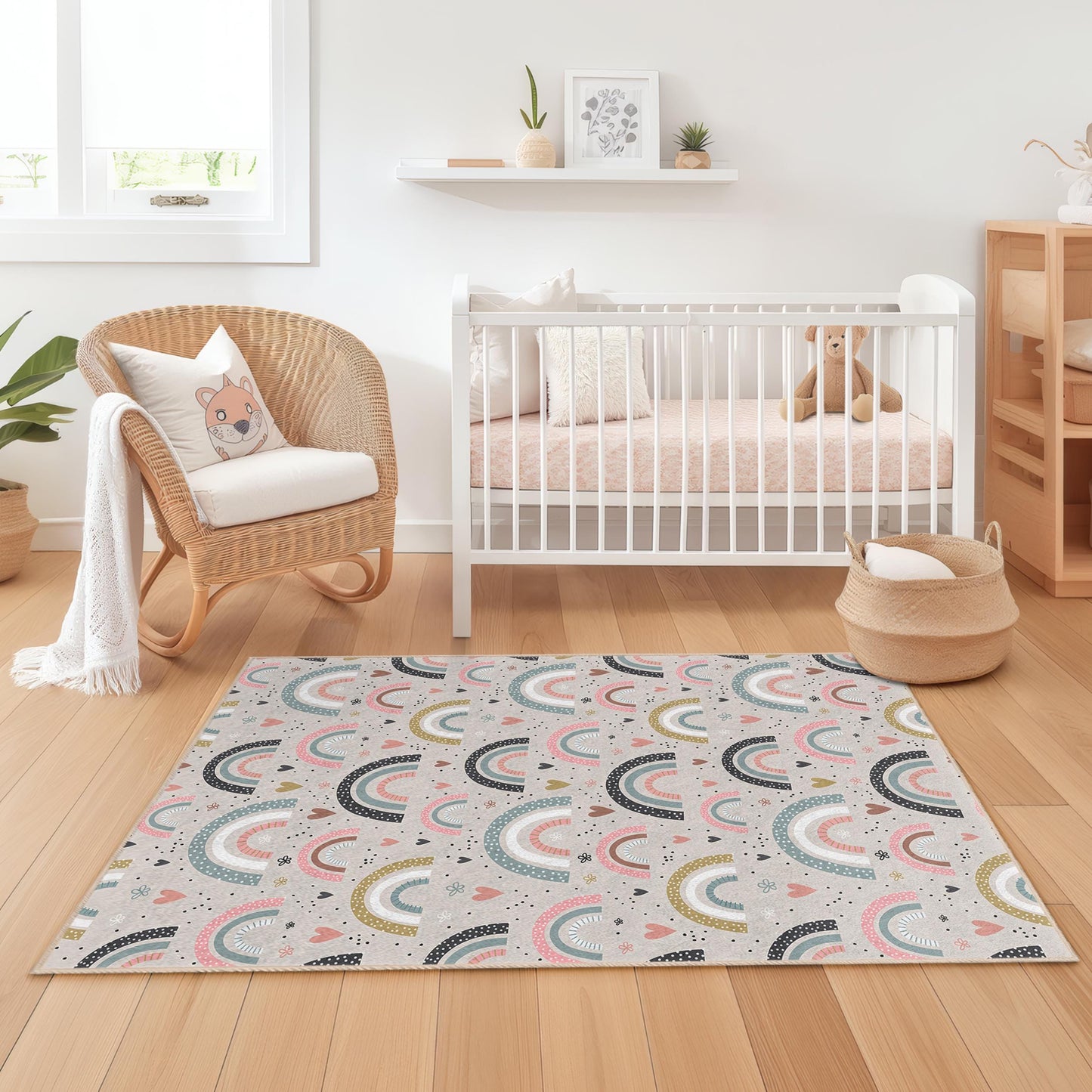 Regenbogen-Kinderteppich: Weicher Teppich für Spielzimmer und Kinderzimmer