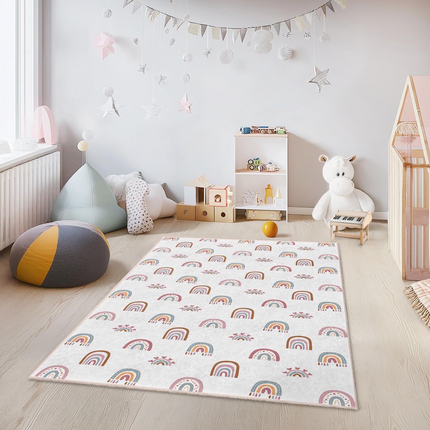 Regenbogen-Kinderzimmerteppich: Personalisierte Spielmatte fürs Kinderzimmer