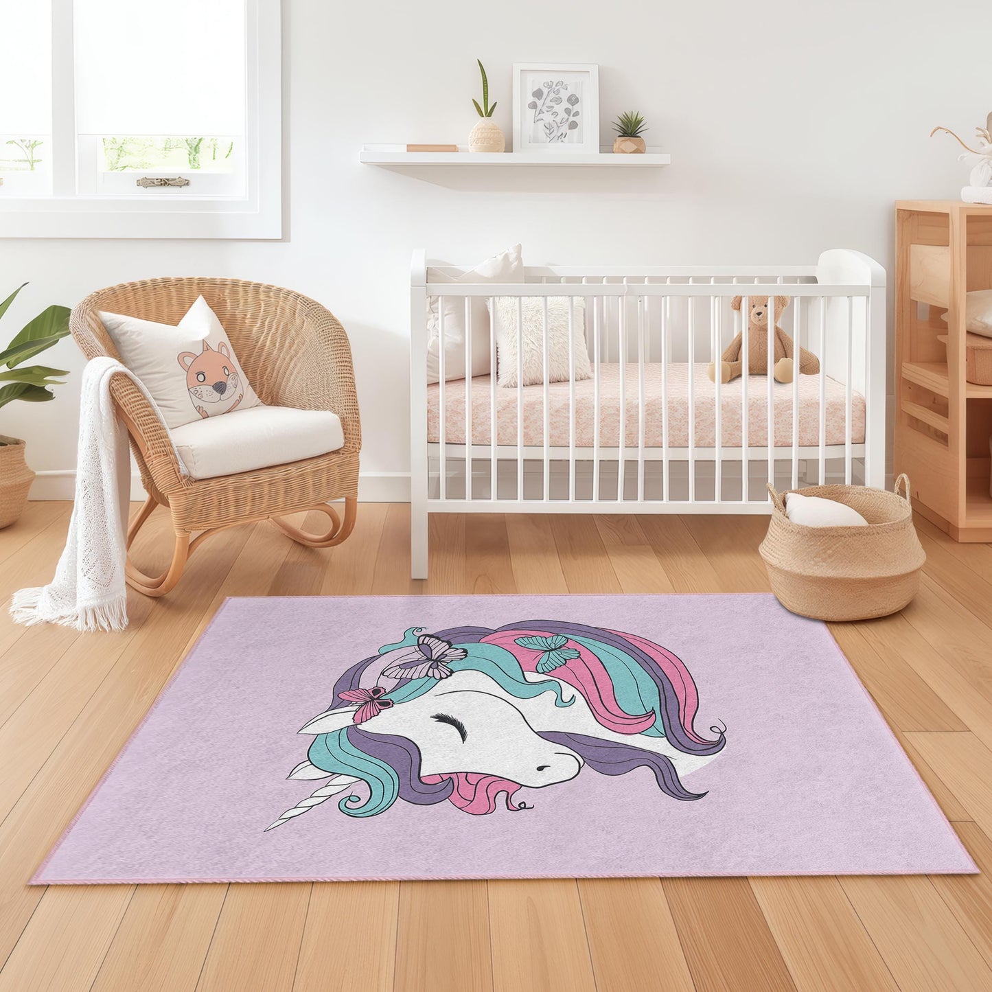 Magischer Einhorn-Kinderteppich: Personalisierter Teppich für Kinderzimmer und Spielzimmer