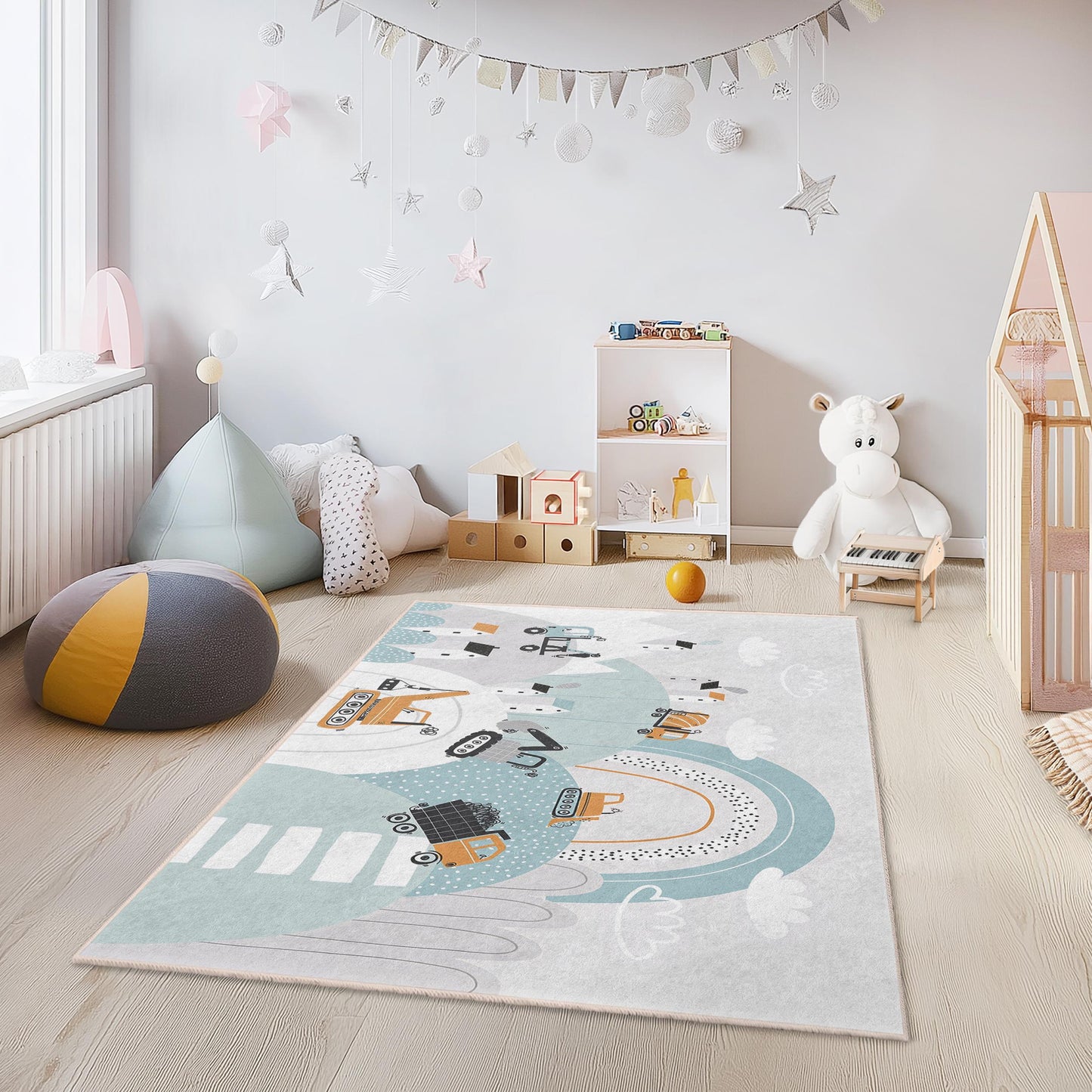 Baustellen-Spielteppich für Kinder: Personalisiertes LKW-Motiv