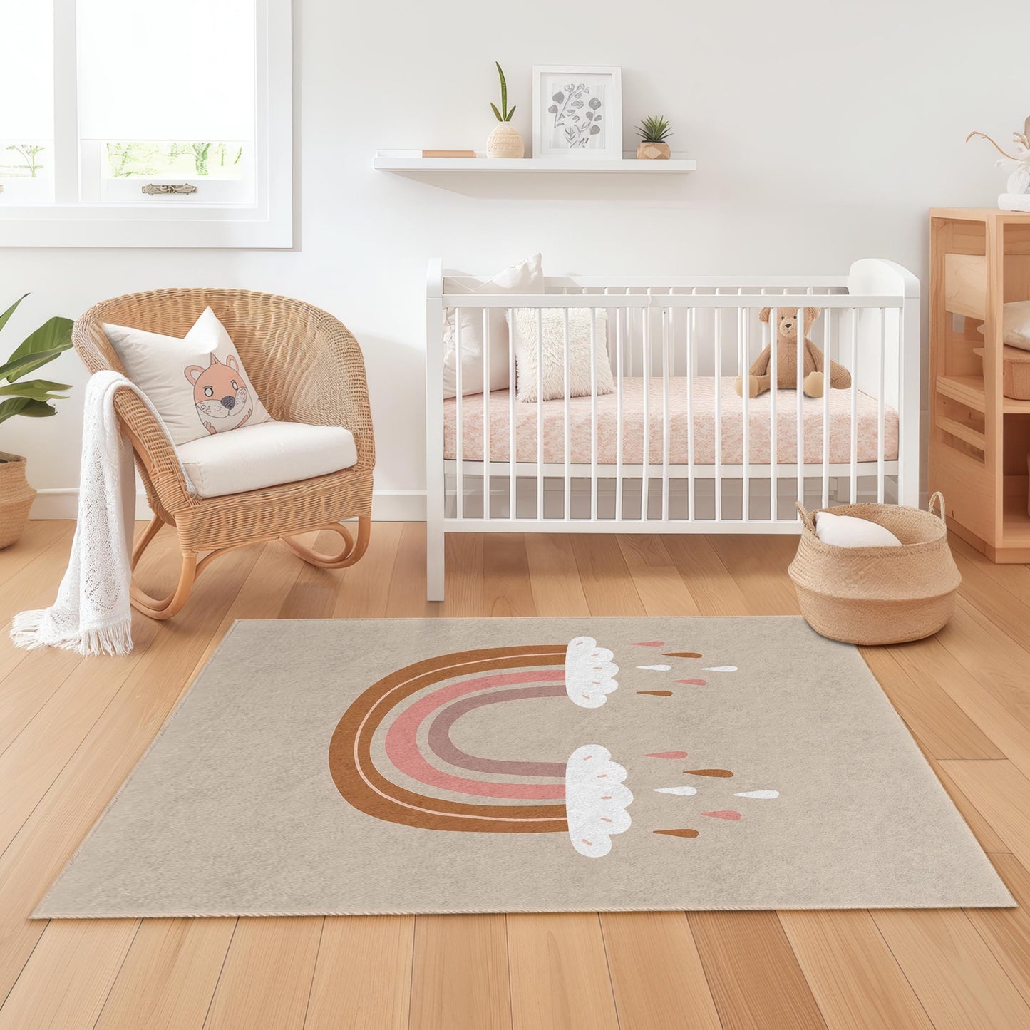 Regenbogen-Kinderteppich: Weiche Spielmatte für Kinderzimmer oder Schlafzimmer