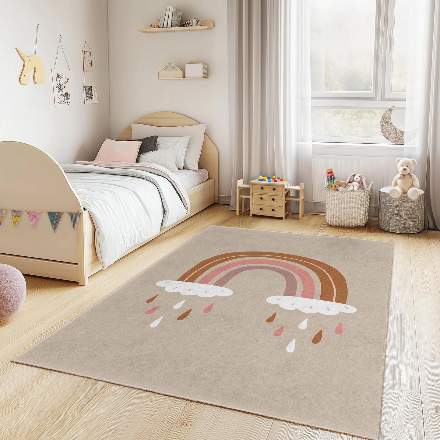 Regenbogen-Kinderteppich: Weiche Spielmatte für Kinderzimmer oder Schlafzimmer
