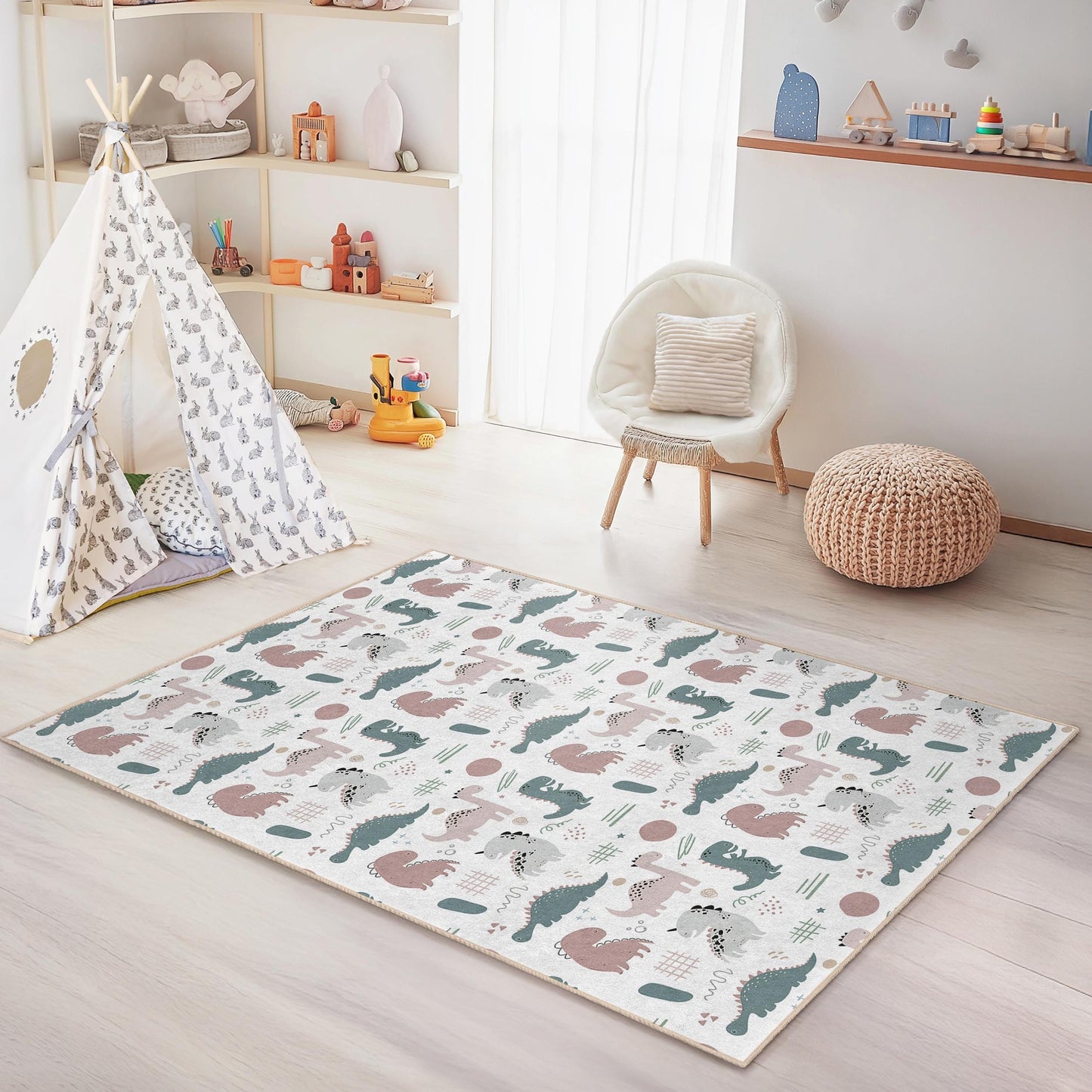 Personalisierter Dinosaurier-Kinderteppich: Weicher Spielzimmerteppich