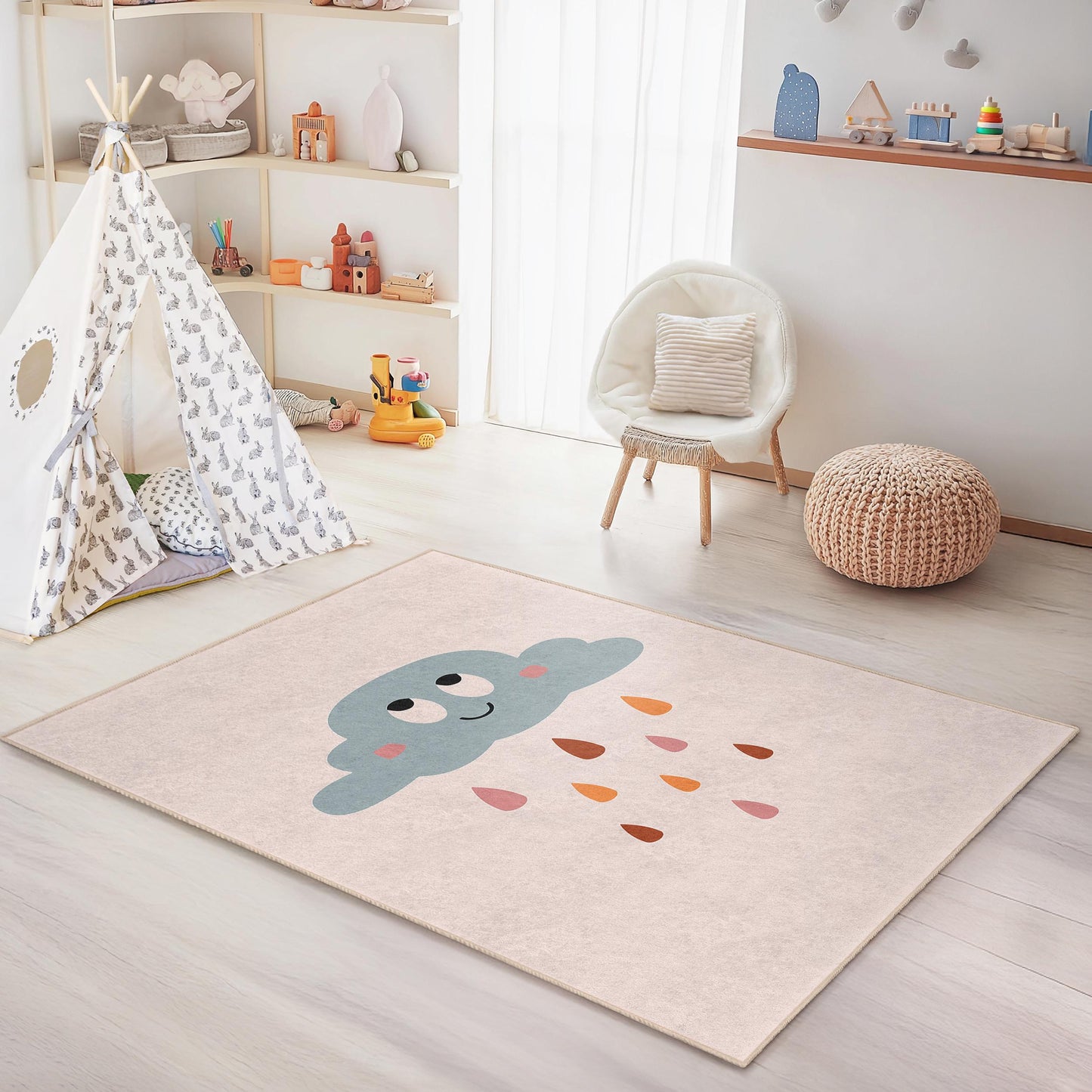 Cloud Rain Kinderteppich: Weicher Teppich für Kinderzimmer und Spielzimmer