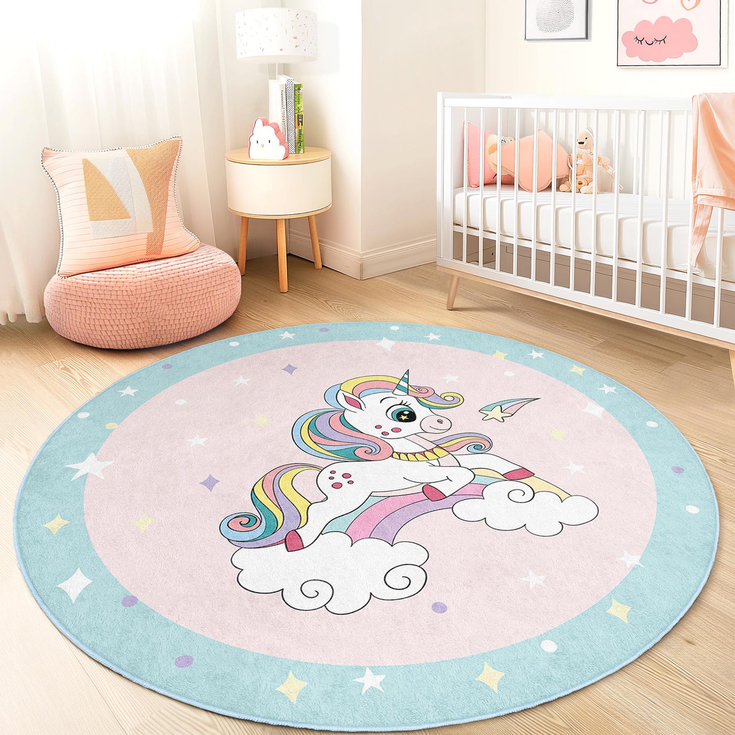 Magical Unicorn Kids Rug: Soft Play Mat, Nursery Decor