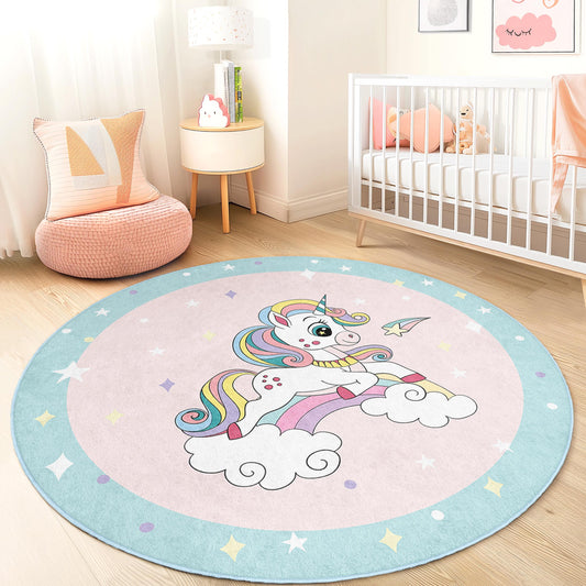 Magical Unicorn Kids Rug: Soft Play Mat, Nursery Decor