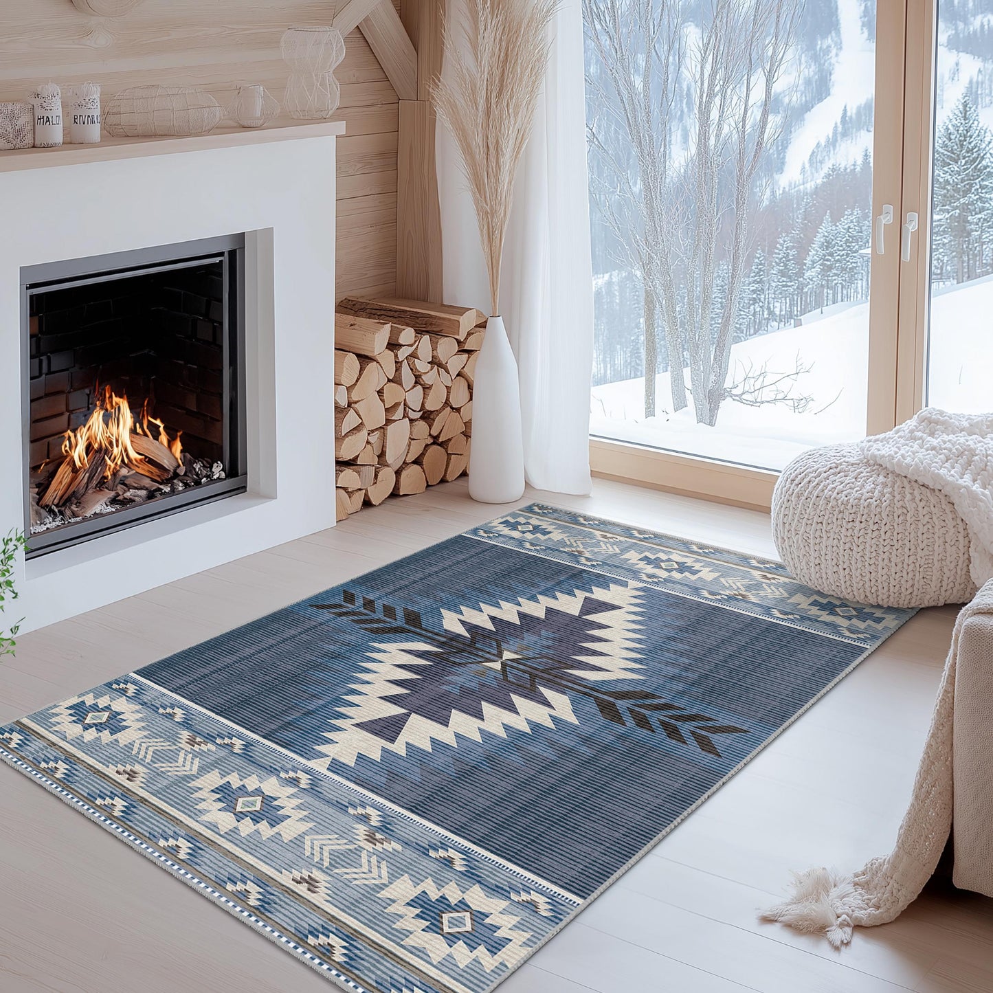 Rechteckiger Teppich mit geometrischen Mustern | Moderner Boho-Chic-Teppich | Stilvolle Wohnaccessoires | Weicher und waschbarer Teppich