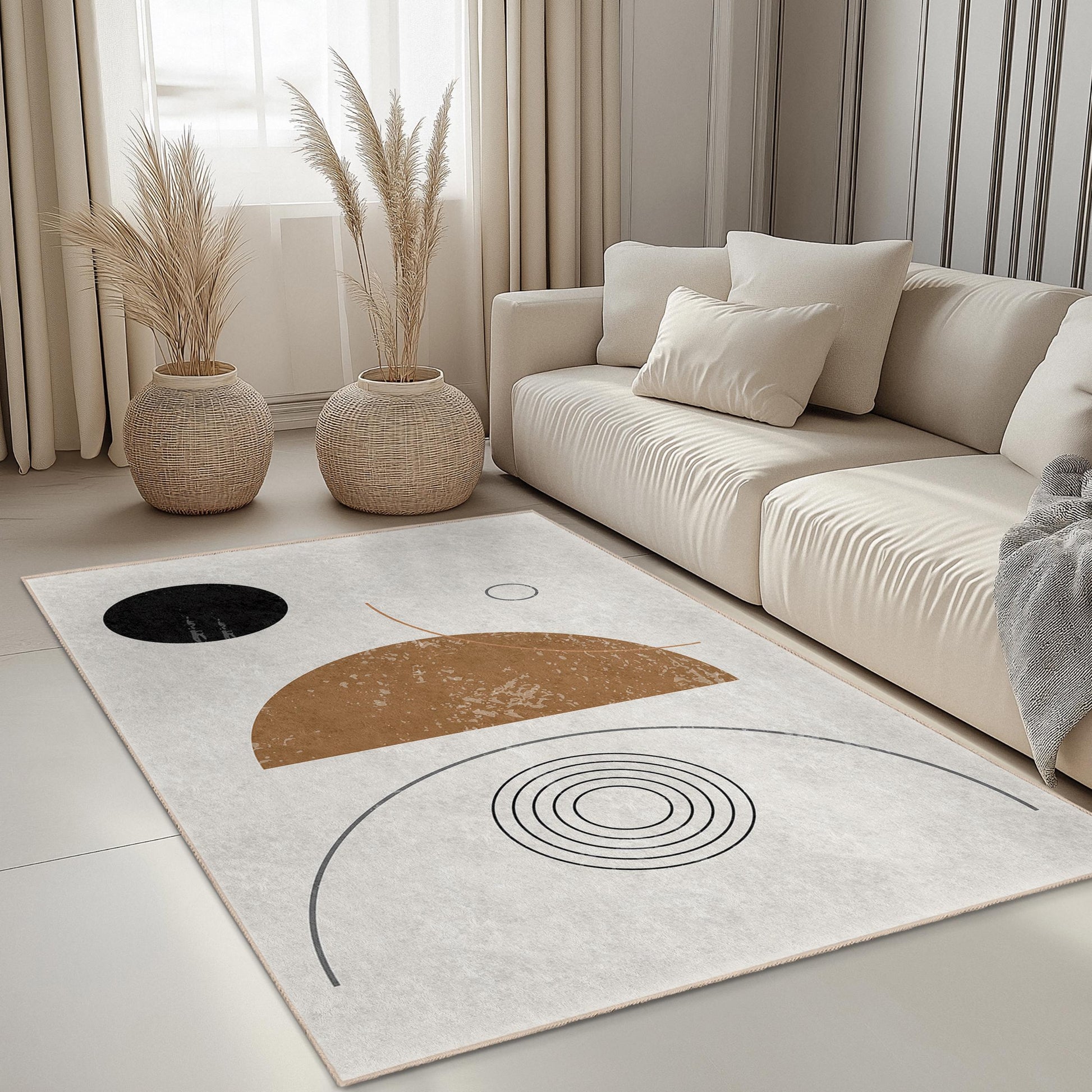 Abstract Geometric Pattern Rectangle Rug, Modern Area Rug for Living Room, Unique Decorative Carpet, Contemporary Home Decor
