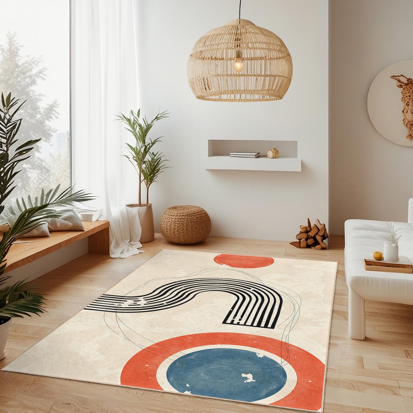 Abstract Geometric Rectangle Area Rug, Modern Art Carpet, Trendy Home Decor, Living Room Rug, Minimalist Design Rug