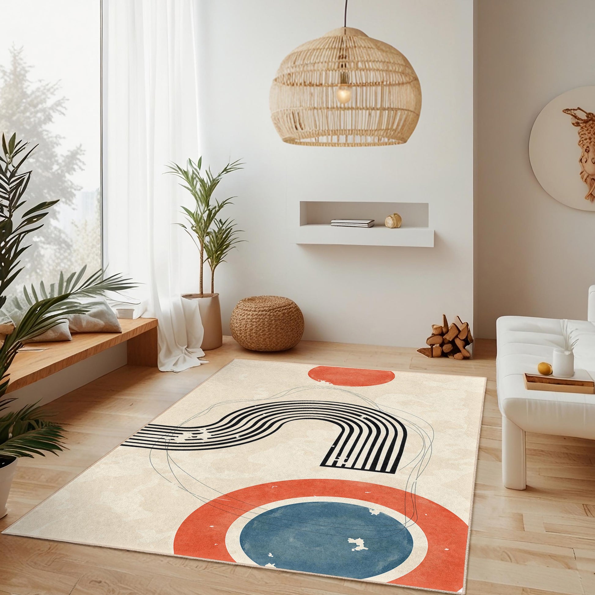 Abstract Geometric Rectangle Area Rug, Modern Art Carpet, Trendy Home Decor, Living Room Rug, Minimalist Design Rug
